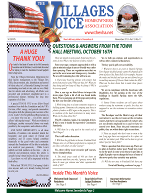 Villages Homeowners Association Membership Form