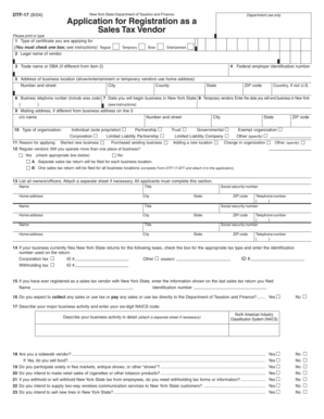 New York Sales Tax Vendor Registration Form