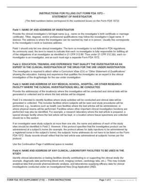 FDA 1572 Statement of Investigator Form