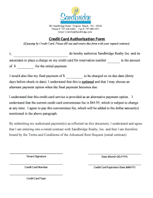 Credit Card Authorization Form