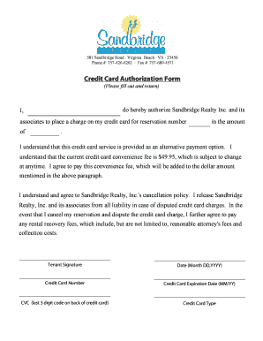 Credit Card Authorization Form