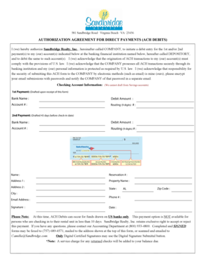 Authorization Agreement for Direct Payments