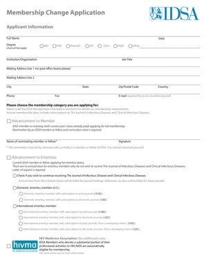 IDSA Membership Change Application