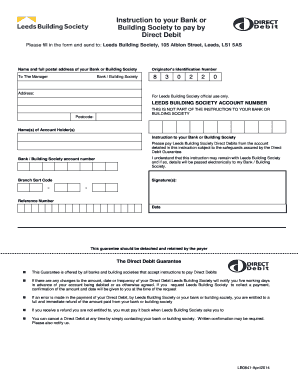 Download a direct debit form (PDF) - Leeds Building Society - leedsbuildingsociety co