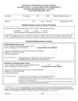 McKinney ISD Section 125 Plan Election Form