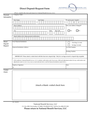 Direct Deposit Request Form
