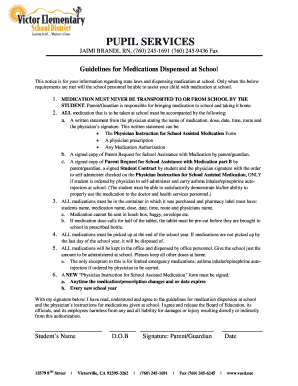 California School Medication Assistance Form