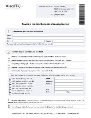 Credit Card Authorization Form - Cayman Islands Visa - VisaHQ