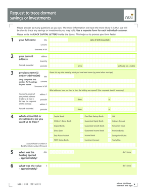 Request to Trace Dormant Savings or Investments
