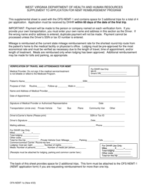 West Virginia NEMT Reimbursement Form