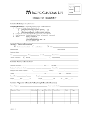 Evidence of Insurability Form