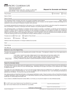 Request for Surrender and Release