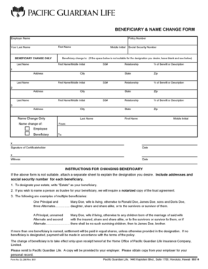 Beneficiary and Name Change Form