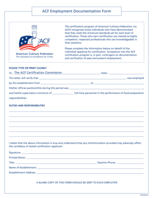 ACF Employment Documentation Form