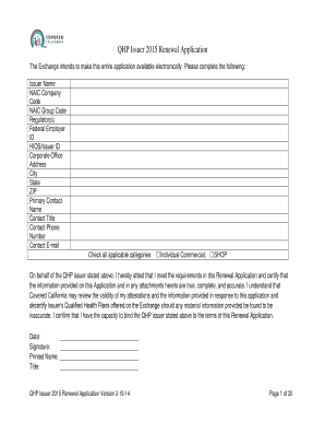 QHP Issuer 2015 Renewal Application