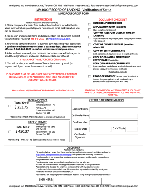 Immigration Canada Verification of Status Form