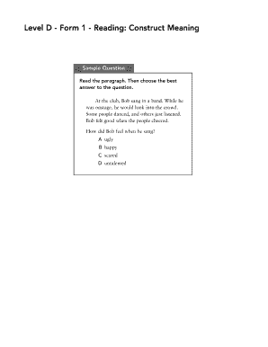 level d form 1 reading construct answers