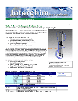 Spectra/Por Tube-A-Lyzer Dynamic Dialysis Device