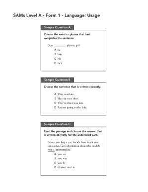 sams level a form 1