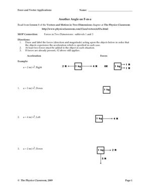 Force and Vector Applications Worksheet