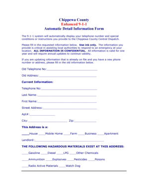 Chippewa County Enhanced 9-1-1 Form