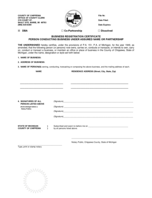 Michigan Business Registration Certificate