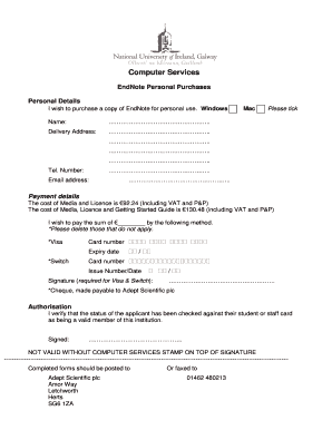 EndNote Personal Purchase Form