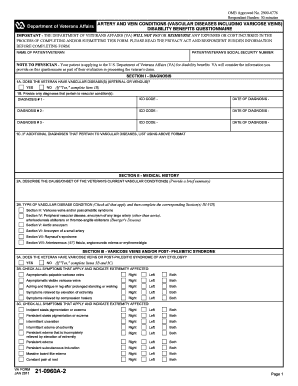 VA Form 21-0960A-2 Vascular Disease Questionnaire