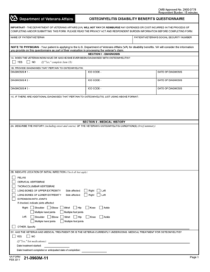 Osteomyelitis Disability Benefits Questionnaire
