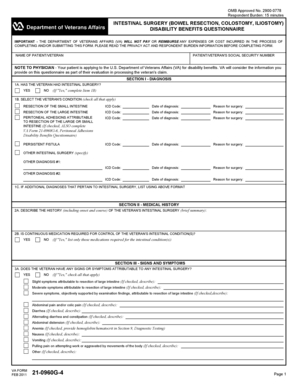 VA Form 21-0960G-4 Intestinal Surgery Disability Benefits Questionnaire