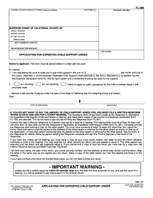California Expedited Child Support Order Application