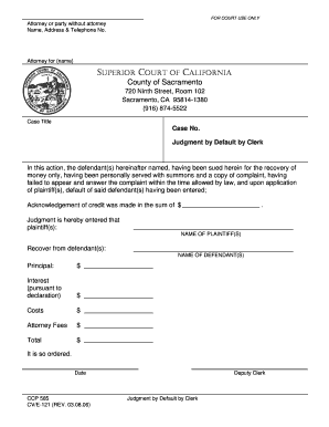 California Judgment by Default by Clerk