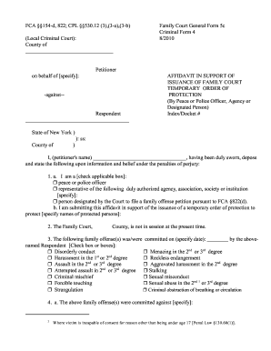 New York Family Court Temporary Order of Protection