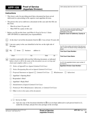 California Proof of Service Form APP-109