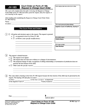 Court Order on Form JV-180