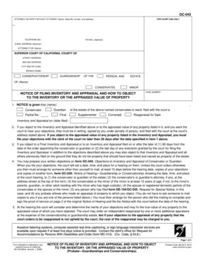 California Notice of Filing Inventory and Appraisal