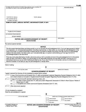 California Notice and Acknowledgment of Receipt