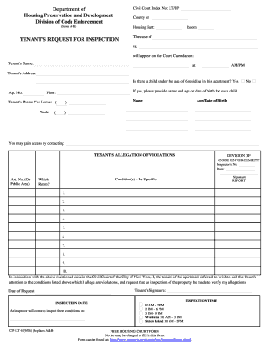 Tenant's Request for Inspection Form