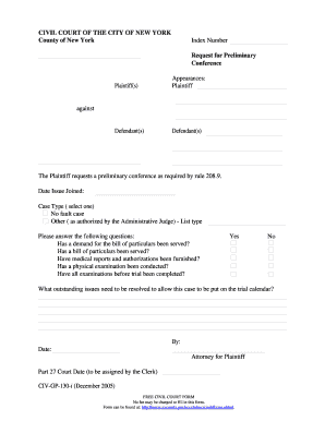 Request for Preliminary Conference