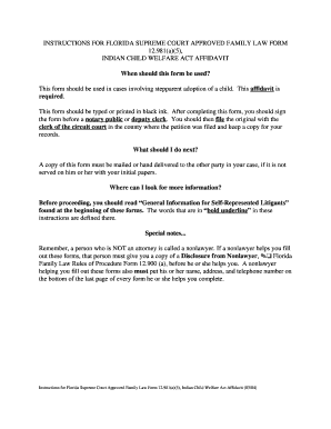 Florida Indian Child Welfare Act Affidavit