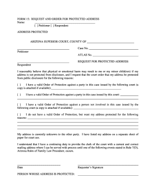 Arizona Request and Order for Protected Address