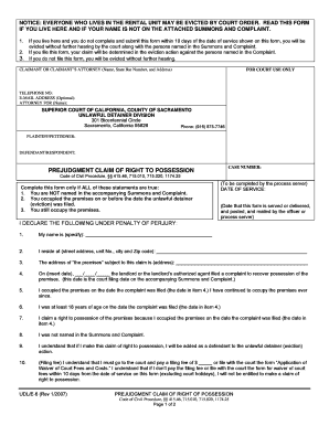 California Prejudgment Claim of Right to Possession