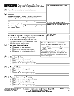 Response to Request for Orders to Stop Elder or Dependent Adult Abuse