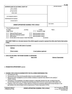 Order Appointing Counsel for a Child