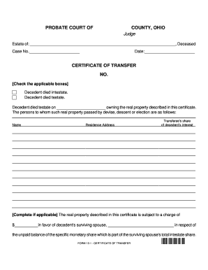 Certificate of Transfer
