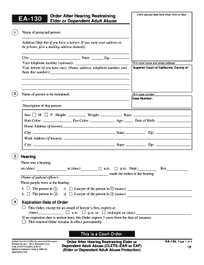 California Elder or Dependent Adult Abuse Restraining Order