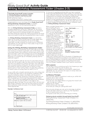 Writing Workshop Assessment Folder