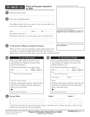 California Firearms Turned In or Sold Form