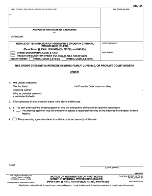 Notice of Termination of Protective Order in Criminal Proceeding