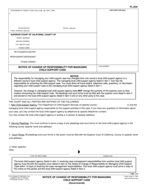 California Notice of Change of Responsibility for Managing Child Support Case